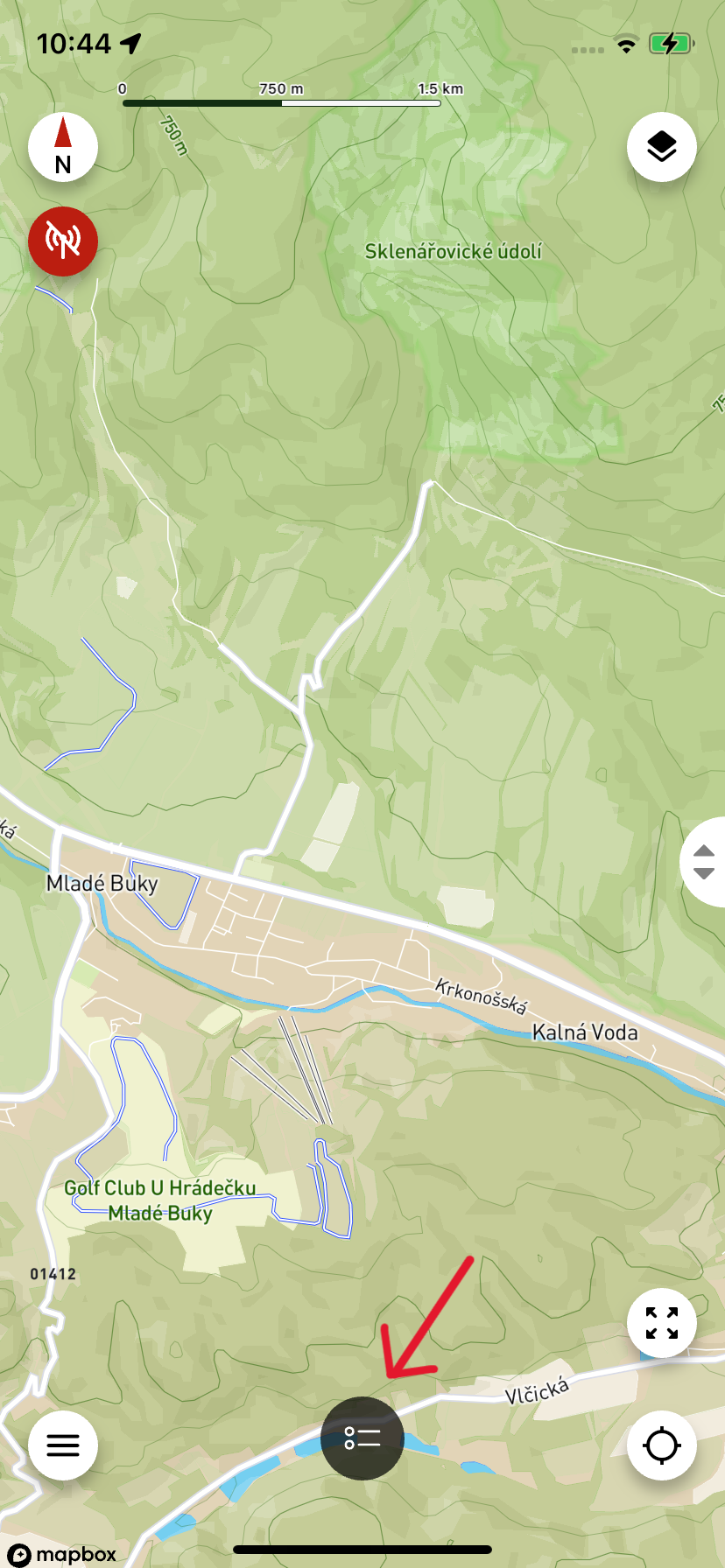 Écran principal de l'application Dogtrace GPS 2.0